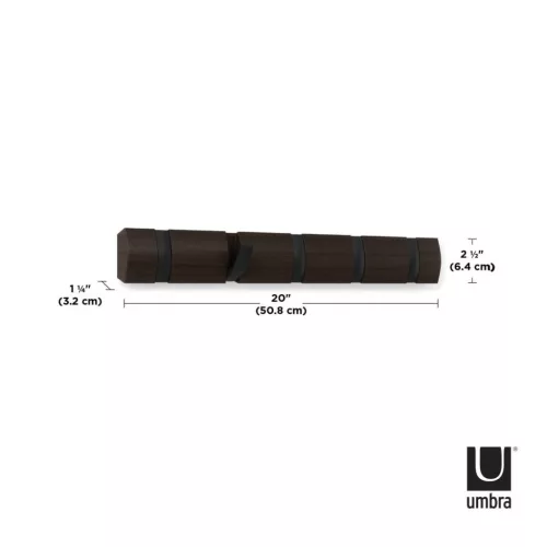 Umbra Flip 5 Összecsukható Fali Fogas Diófa Fekete