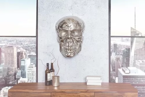 INVICTA Interior Skull Alumínium Fali Dekoráció Ezüst
