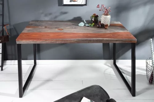 INVICTA Elements Sheesham Íróasztal Füstölt Paliszander Fém 118 cm
