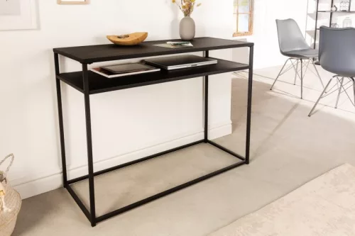 Invicta Dure Steel Fém Konzolasztal Fekete Kétszintes