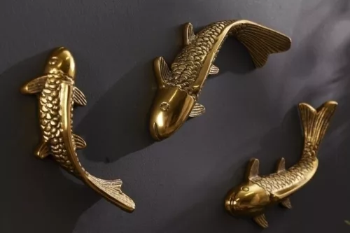 INVICTA Fishe Koi Alumínium Fali Dekoráció Antik Arany 3 Darabos