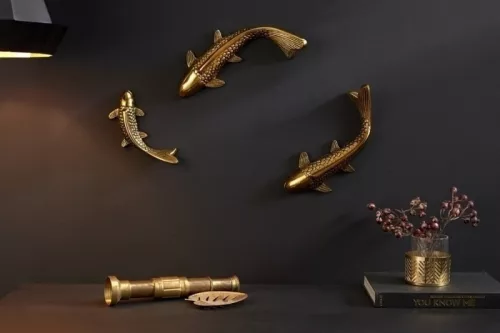 INVICTA Fishe Koi Alumínium Fali Dekoráció Antik Arany 3 Darabos