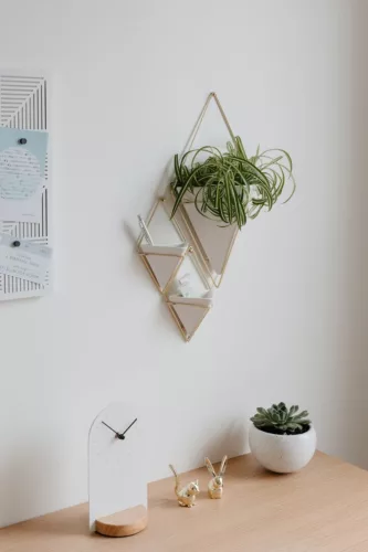 Umbra Trigg Geometrikus Fali Virágtartó Kerámia Fehér-Réz