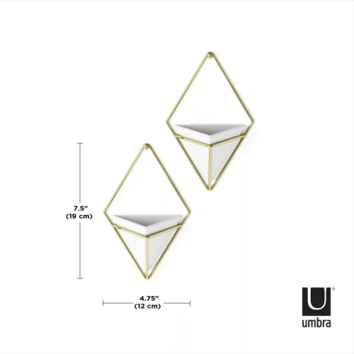 Umbra Trigg Geometrikus Fali Virágtartó Kerámia Fehér-Réz