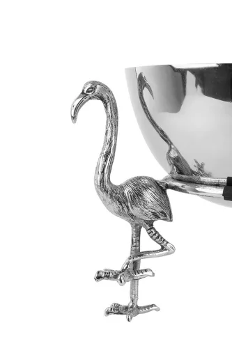 KARE Design Flamingó Dekoratív Alumínium Tál Ezüst