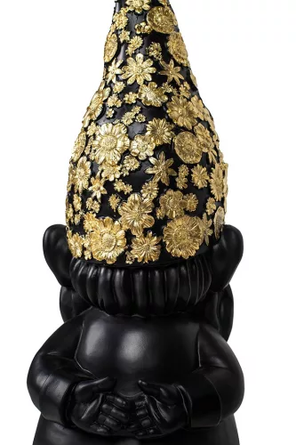 KARE Design Glamour Kerti Törpe Fekete-Arany Virágmintás Gyanta Dekoráció