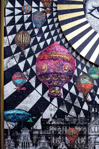 KARE Balloons Művészi Fali Kép Fekete-Arany Keret 160x260
