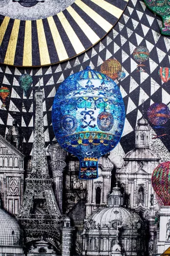KARE Balloons Művészi Fali Kép Fekete-Arany Keret 160x260