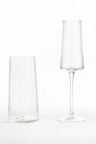KARE Riffle Pezsgőspohár Üveg Átlátszó Bordázott 215ml