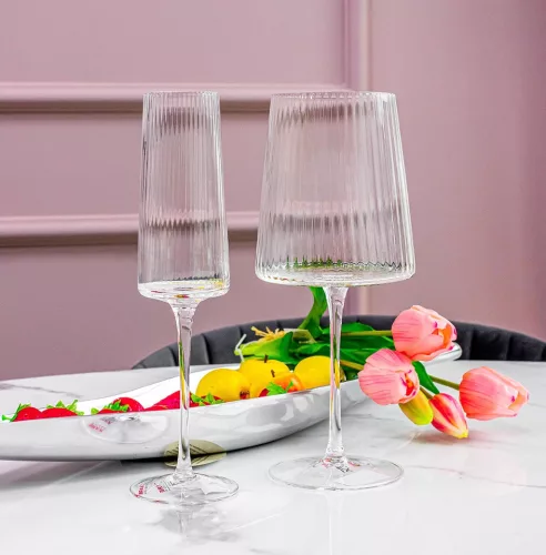 KARE Riffle Bordázott Kristály Borospohár 760 ml