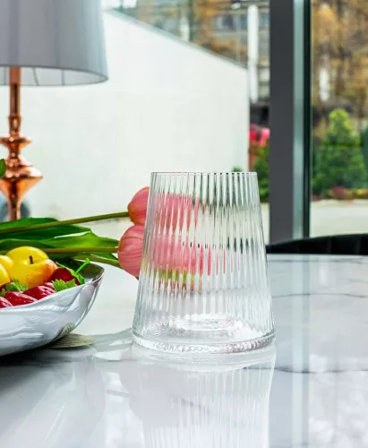 KARE Riffle Átlátszó Üvegpohár Barázdált 440ml