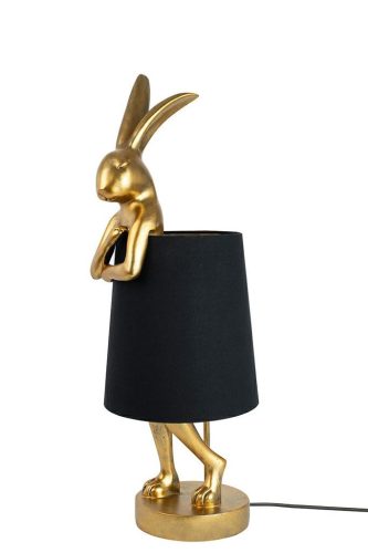 KARE Design Rabbit Arany Nyúl Asztali Lámpa Fekete Lenárnyékolóval
