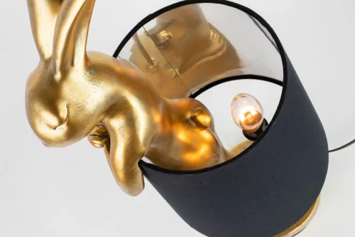 KARE Design Rabbit Arany Nyúl Asztali Lámpa Fekete Lenárnyékolóval