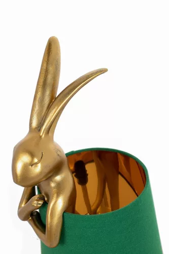 KARE Design Rabbit Asztali Lámpa Arany Zöld Vászon Ernyővel 68cm