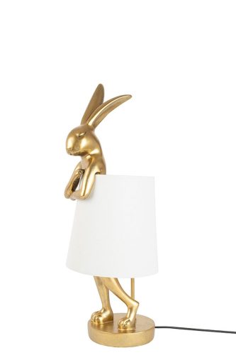 KARE Design Rabbit Aranyozott Nyuszi Asztali Lámpa Fehér Lenburkolattal