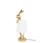 KARE Design Rabbit Aranyozott Nyuszi Asztali Lámpa Fehér Lenburkolattal