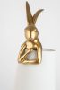 KARE Design Rabbit Aranyozott Nyuszi Asztali Lámpa Fehér Lenburkolattal