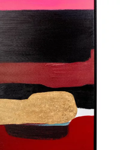 KARE Abstract Shapes Rózsaszín Akril Festmény Arany Részletekkel