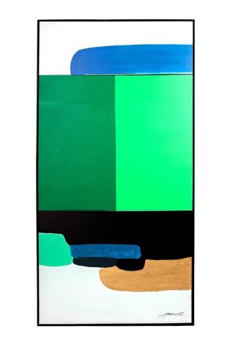 KARE Design Abstract Shapes Zöld Akril Vászonkép Arany Részletekkel