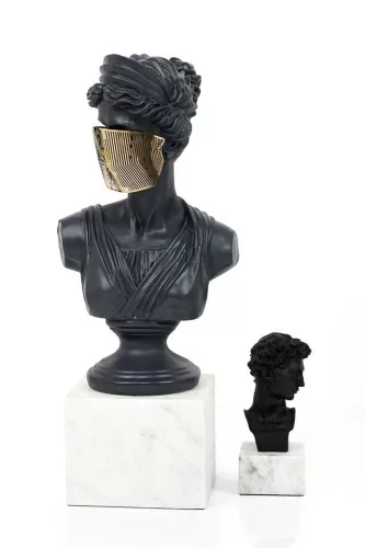 KARE Busto Wise Man Klasszikus Műgyanta Szobor Fekete Márvány Talapzattal
