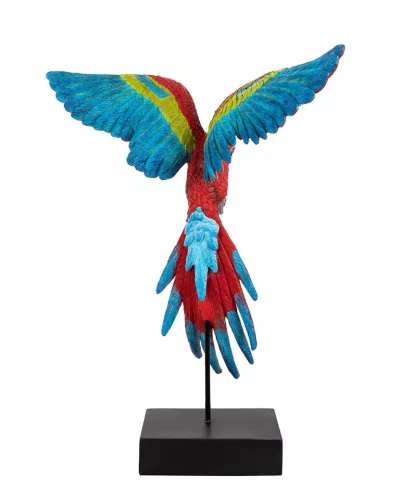 KARE Design Kiterjesztett Szárnyú Papagáj Dekoráció 52x61 cm Piros-Kék