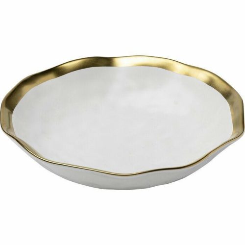 KARE Bell Porcelán Mélytányér Fehér-Arany 20 cm
