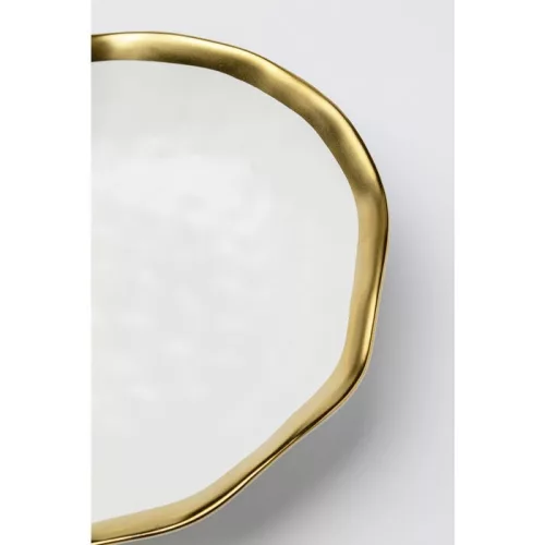 KARE Bell Porcelán Mélytányér Fehér-Arany 20 cm