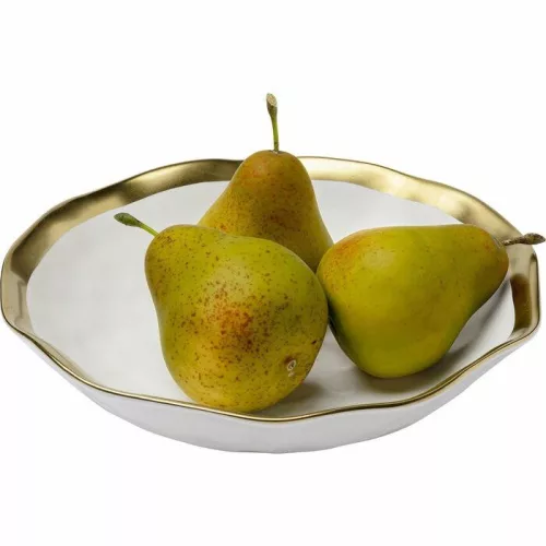 KARE Bell Porcelán Mélytányér Fehér-Arany 20 cm