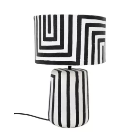   KARE Strisce Papírmasé Asztali Lámpa Fekete-Fehér Geometrikus 44cm