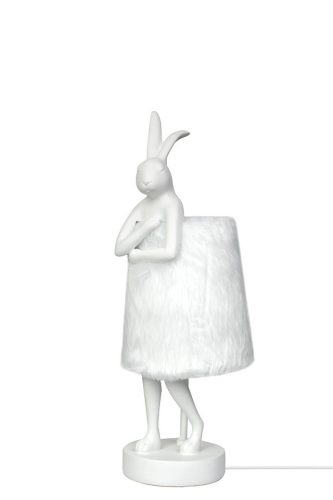 KARE Rabbit Fur Asztali Lámpa Műgyanta Fehér Ezüst 50cm