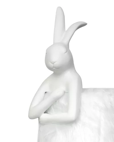 KARE Rabbit Fur Asztali Lámpa Műgyanta Fehér Ezüst 50cm