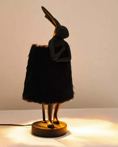 KARE Rabbit Fur Asztali Lámpa 50 cm Fekete Arany Műszőrme