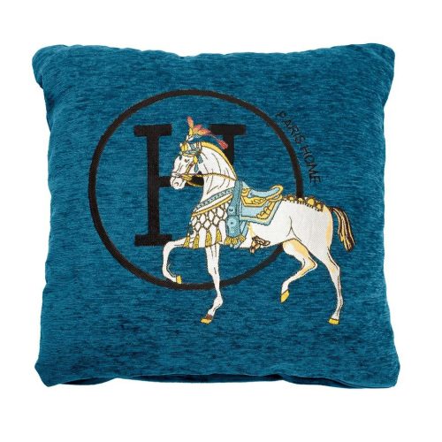 King Home Paris Home Lovas Díszpárna Zsenília Kék Elegáns