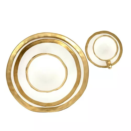 KARE Bell Porcelán Tányér Fehér-Arany 31 cm