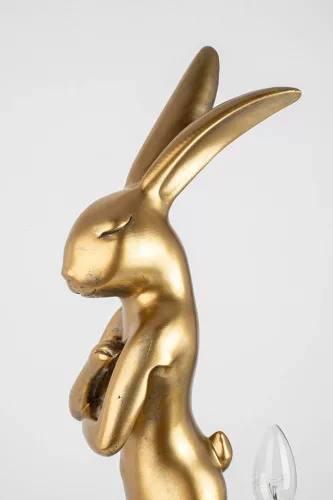 KARE Rabbit Aranyozott Nyuszi Asztali Lámpa Fehér Lenvászon Ernyővel