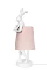 KARE Design Rabbit Asztali Lámpa Fehér Polirezin Rózsaszín Lenvászon Ernyővel 68 cm