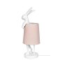 KARE Design Rabbit Asztali Lámpa Fehér Polirezin Rózsaszín Lenvászon Ernyővel 68 cm