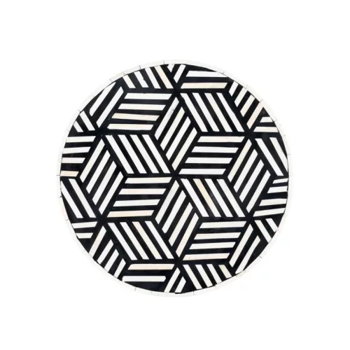 Richmond Bliss 36 Geometrikus Csont Kisasztal Fekete-Fehér Arany Alappal