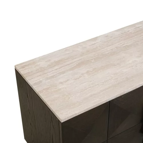 Richmond Interiors Claremont TV-szekrény sötétbarna tölgy travertino márvány piramis mintázat