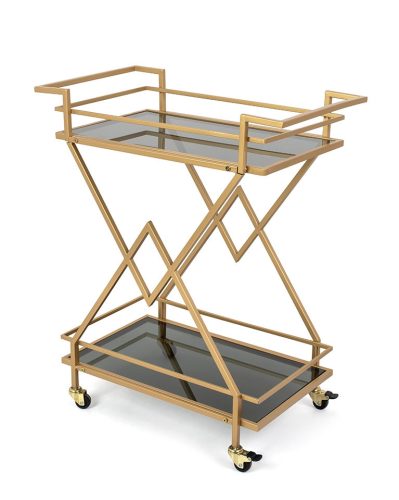 KARE Design Pyramids Arany Bárszekrény Üvegpolcos Gurulós