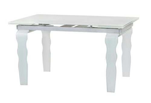 King Home Vendome Opti White Üveg Étkezőasztal Hullámos Lábakkal