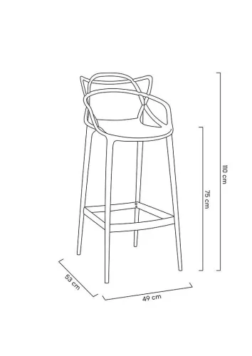 King Home HILO Premium 75 Bárszék Polipropilén Fekete