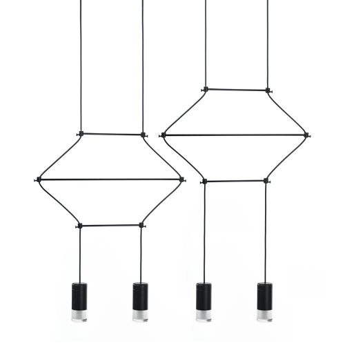 King Home Flusso Line 4 Geometrikus Fekete LED Függőlámpa