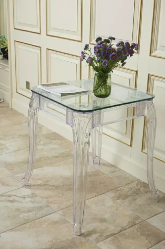 King Home KING 60 Polikarbonát Üveg Étkezőasztal Átlátszó Glamour