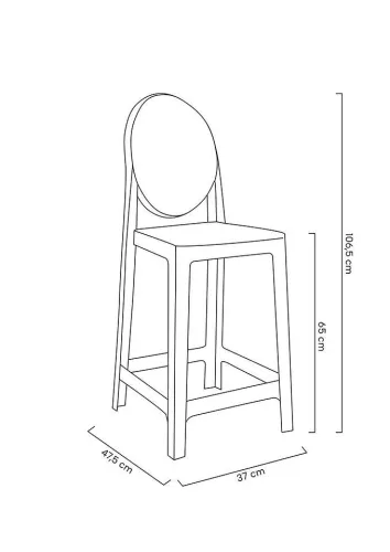 King Home Victoria Bárszék Polikarbonát Fekete 65cm