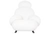 King Home Plush Fur Fehér Teddy Hintaszék Tölgyfa Talppal