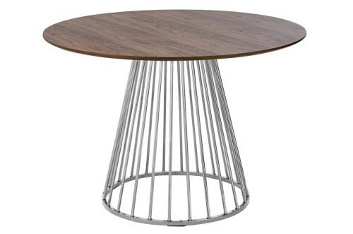 King Home Glam Walnut Kerek Étkezőasztal Diófurnér Króm