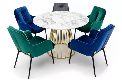 GLAM MARBLE 110 asztal - MDF, arany talpazat