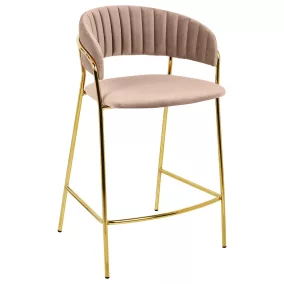 King Home Margo Bárszék Velúr Khaki Arany Vázzal