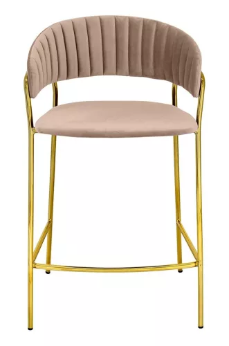 King Home Margo Bárszék Velúr Khaki Arany Vázzal